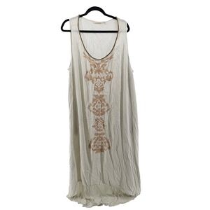 Soft Surroundings Sheer Dress Embroidered Beaded 3X Sage Green Boho High Low